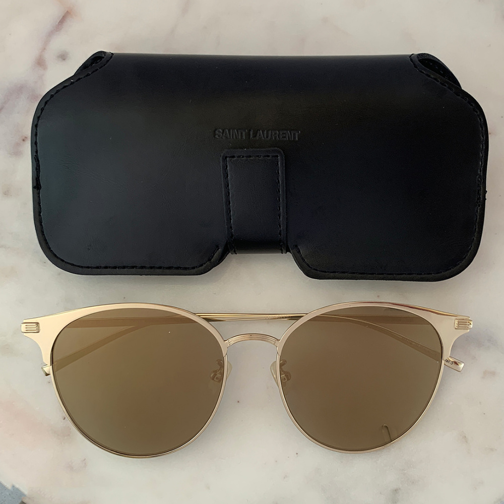 Saint Laurent Metal Round Sunglasses Gold - Picture 3 of 3